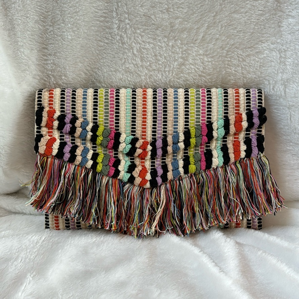 Beautiful hand woven multicolored clutch